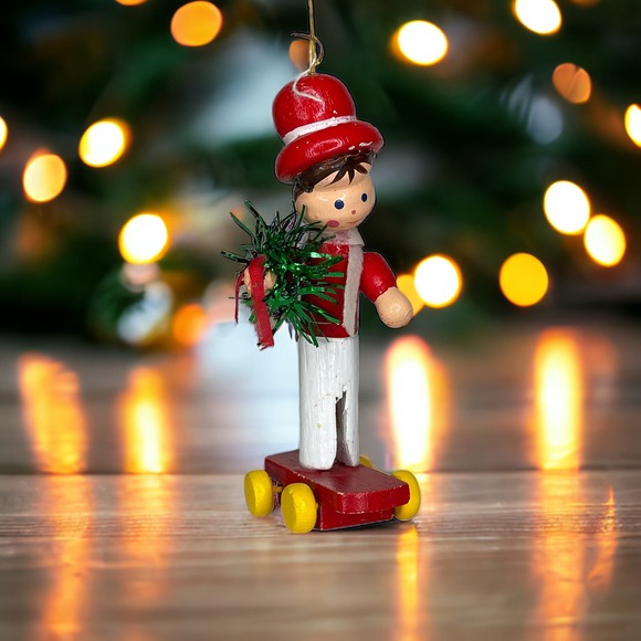 Vintage Clothes Pin Guy on A Skateboard Christmas Ornament - Picture 10 of 10